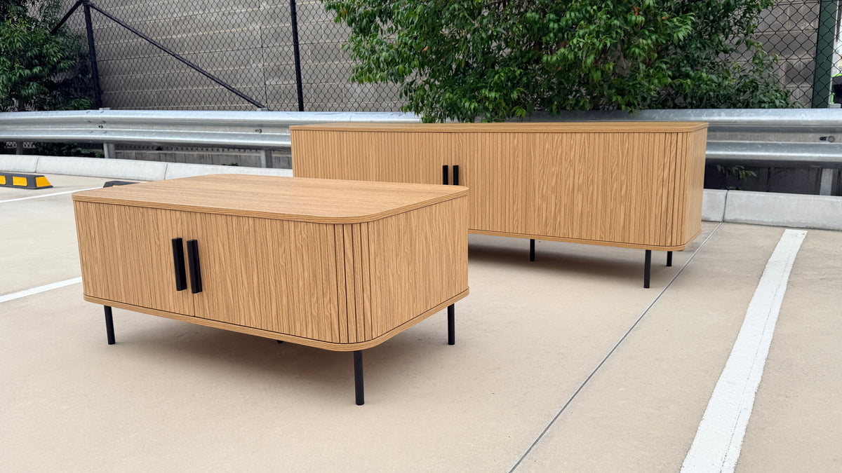 Fluted Entertainment Unit and Coffee Table