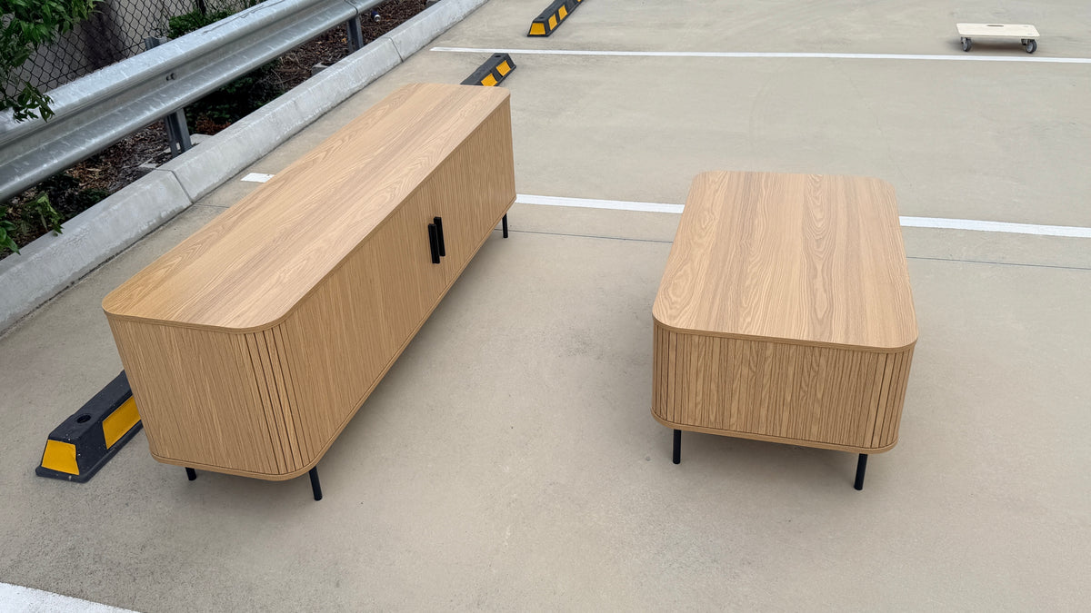 Fluted Entertainment Unit and Coffee Table