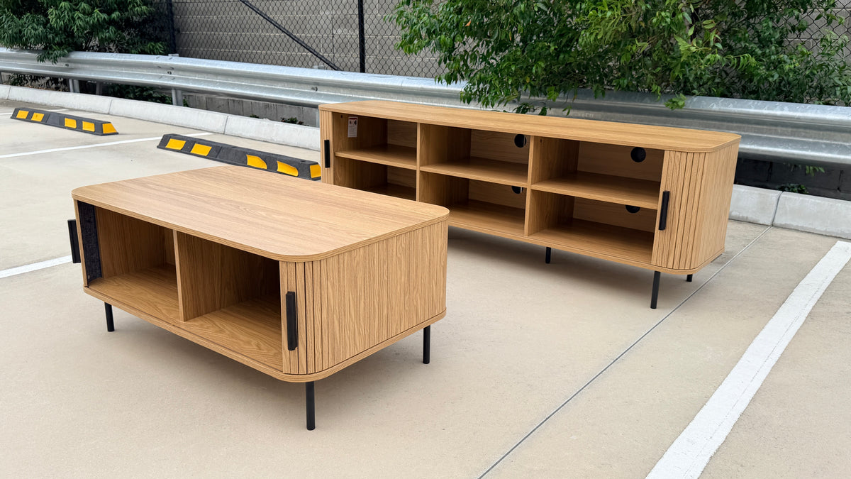 Fluted Entertainment Unit and Coffee Table