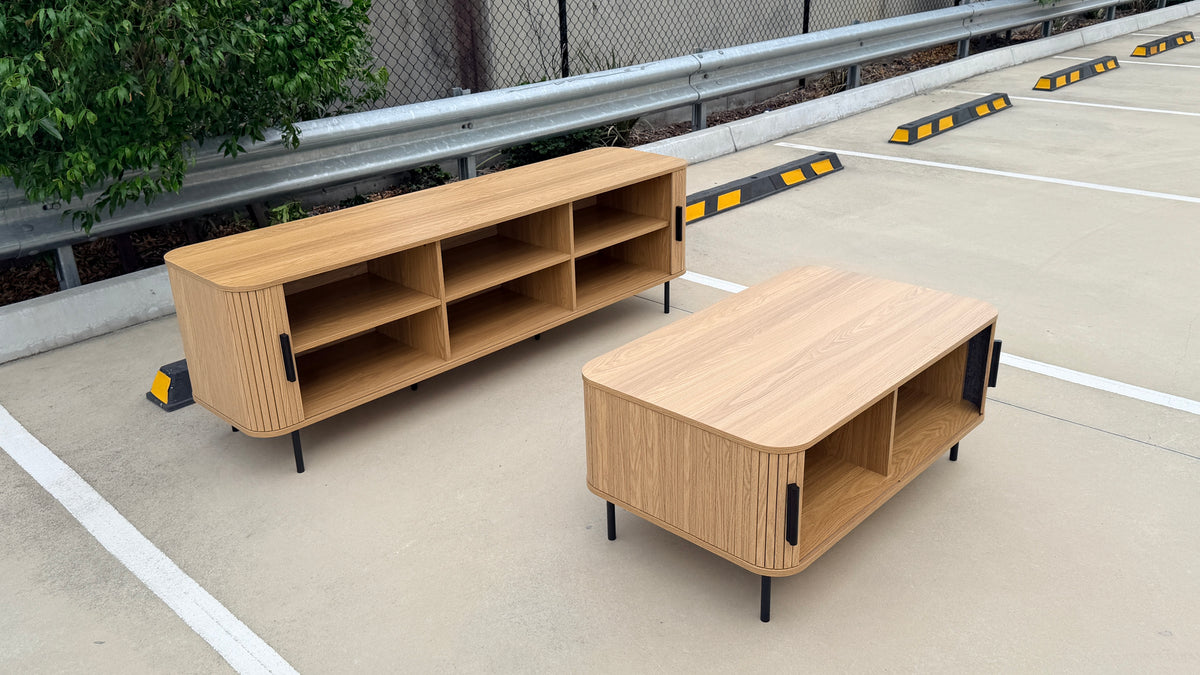 Fluted Entertainment Unit and Coffee Table