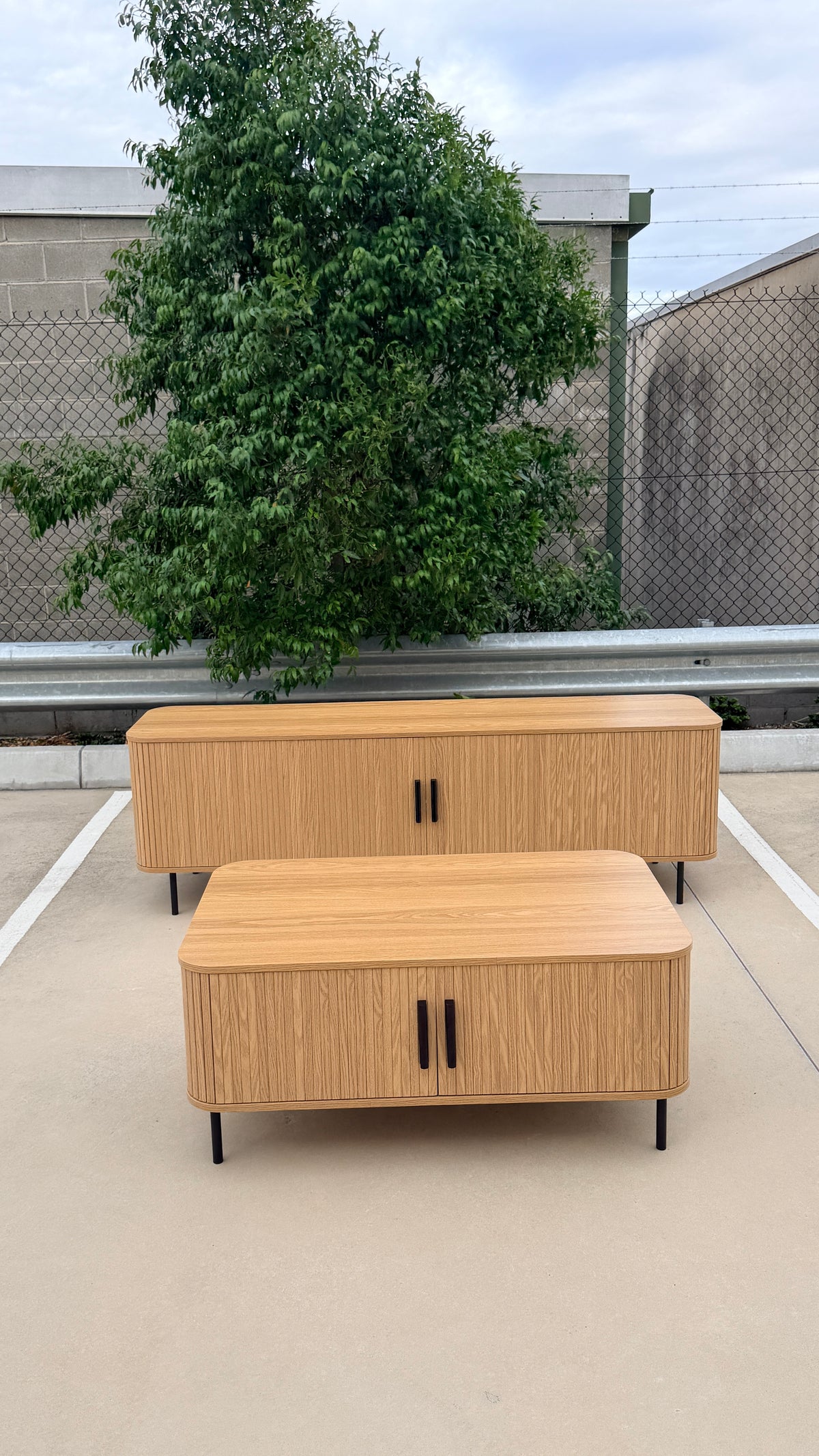 Fluted Entertainment Unit and Coffee Table
