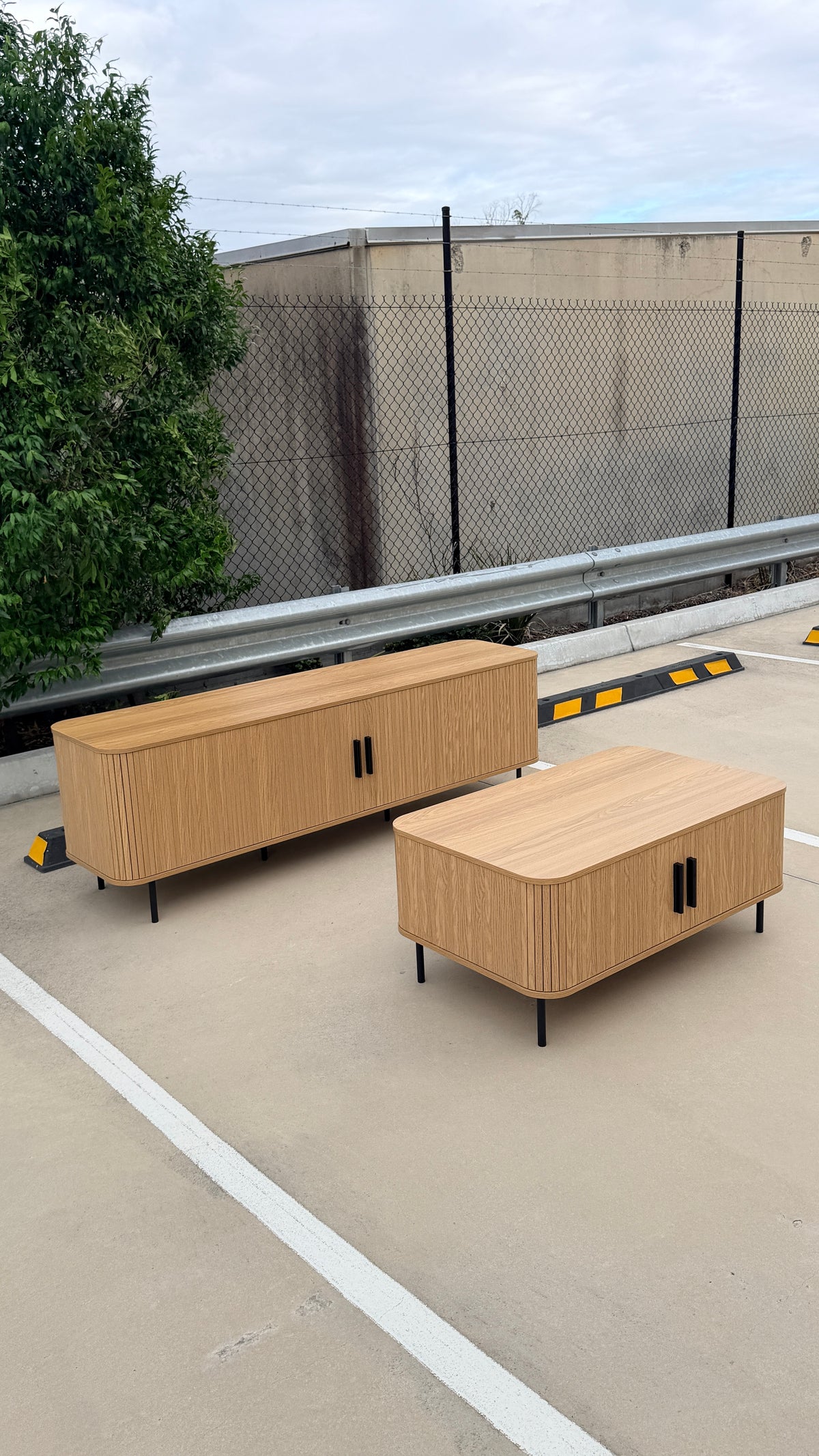 Fluted Entertainment Unit and Coffee Table