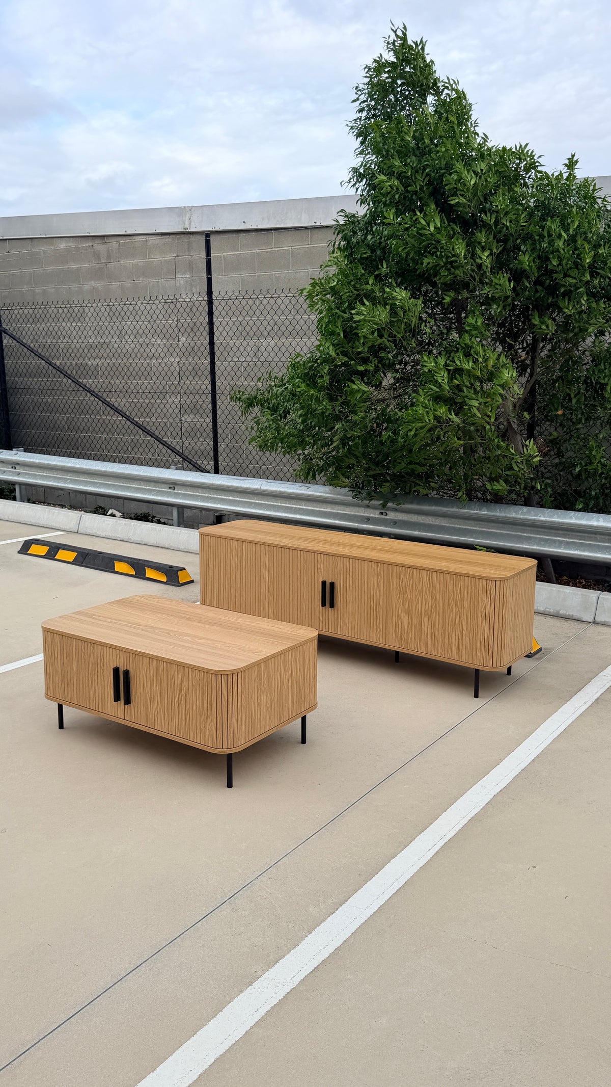 Fluted Entertainment Unit and Coffee Table