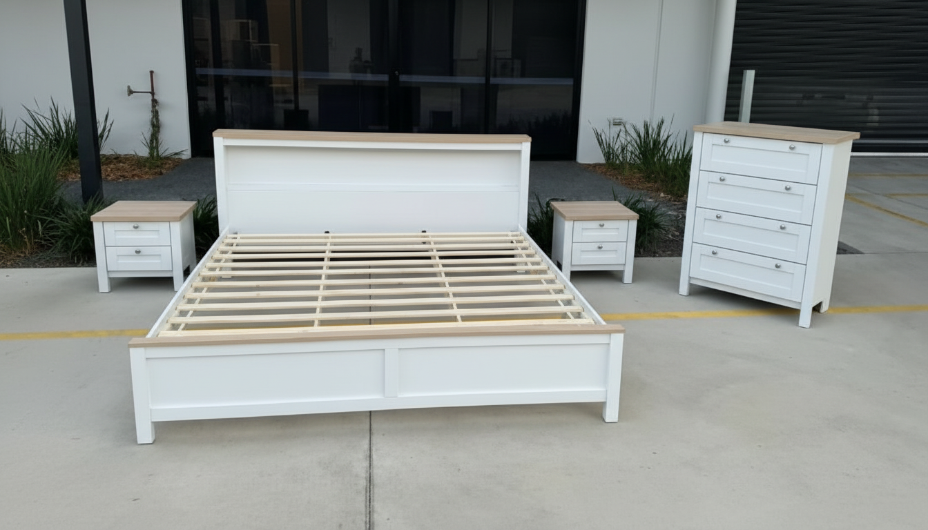 King Bed Frame, Dresser, Tall Boy and Bedsides