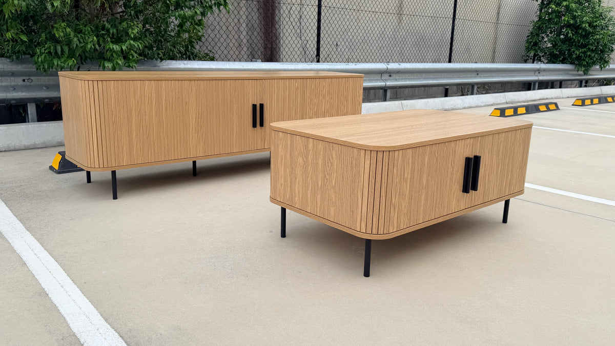 Fluted Entertainment Unit and Coffee Table