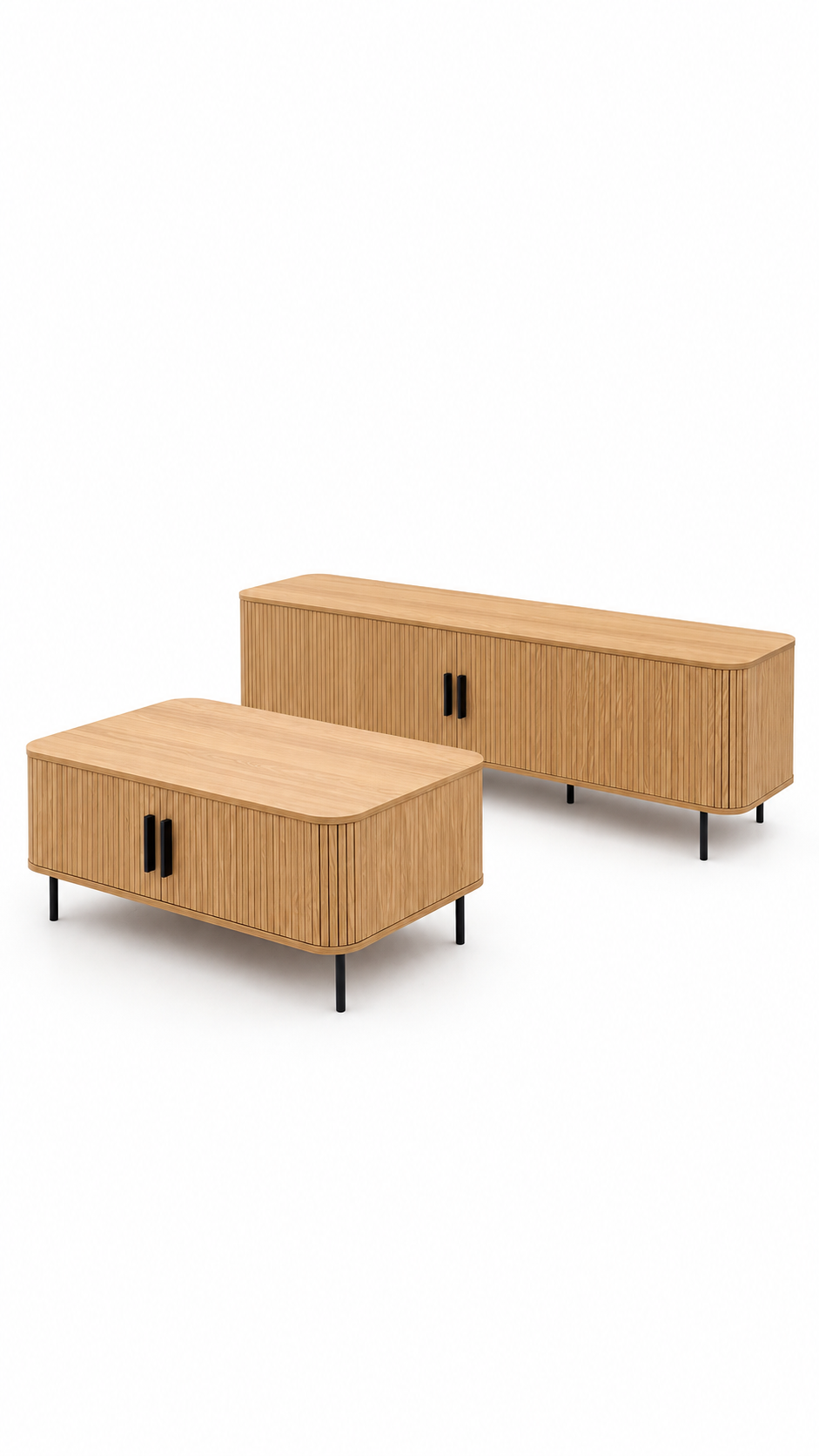 Fluted Entertainment Unit and Coffee Table