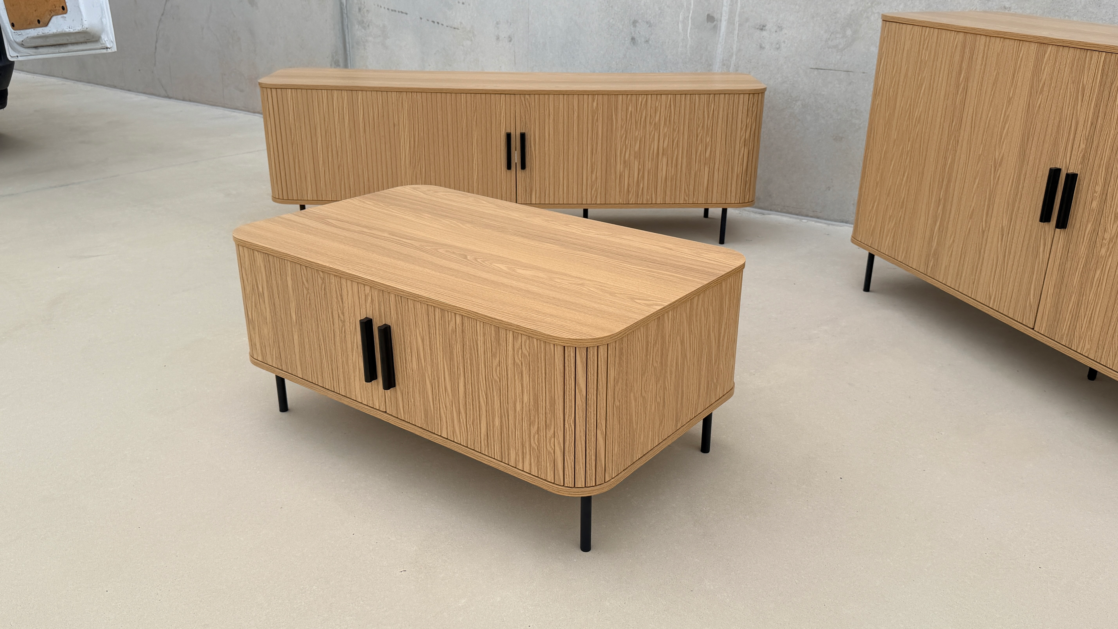 Tambour Buffet Sideboard, Tv Entertainment Unit and Coffee Table