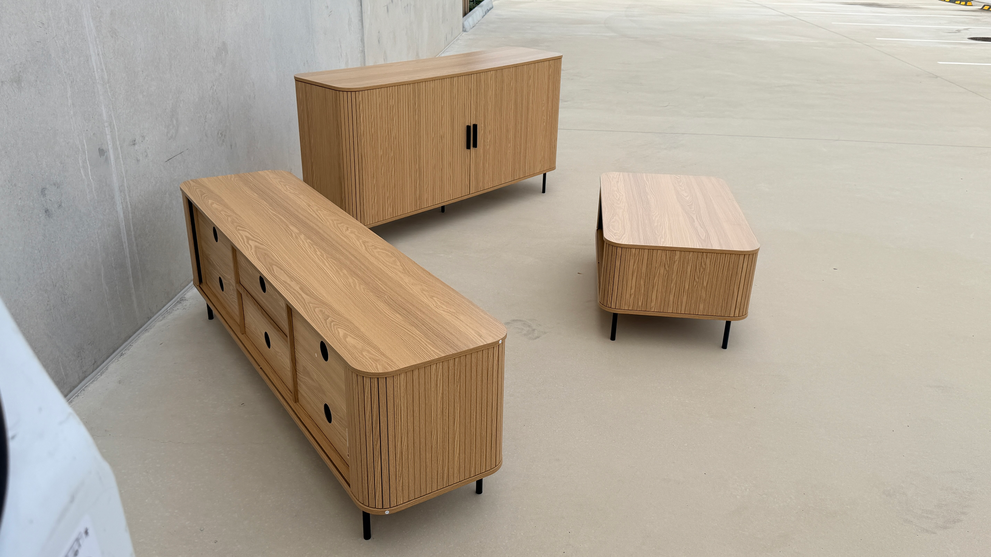 Tambour Buffet Sideboard, Tv Entertainment Unit and Coffee Table