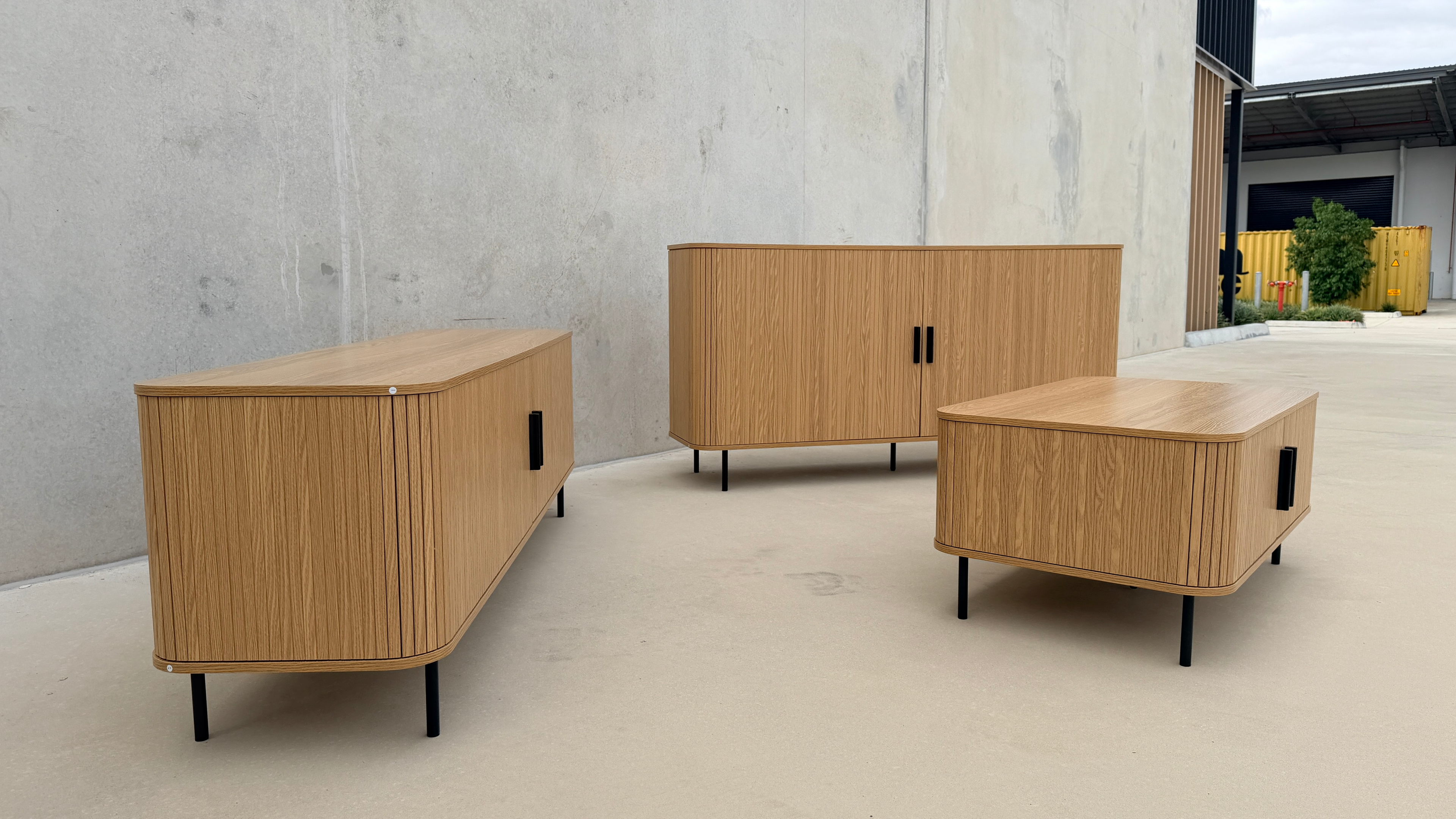 Tambour Buffet Sideboard, Tv Entertainment Unit and Coffee Table