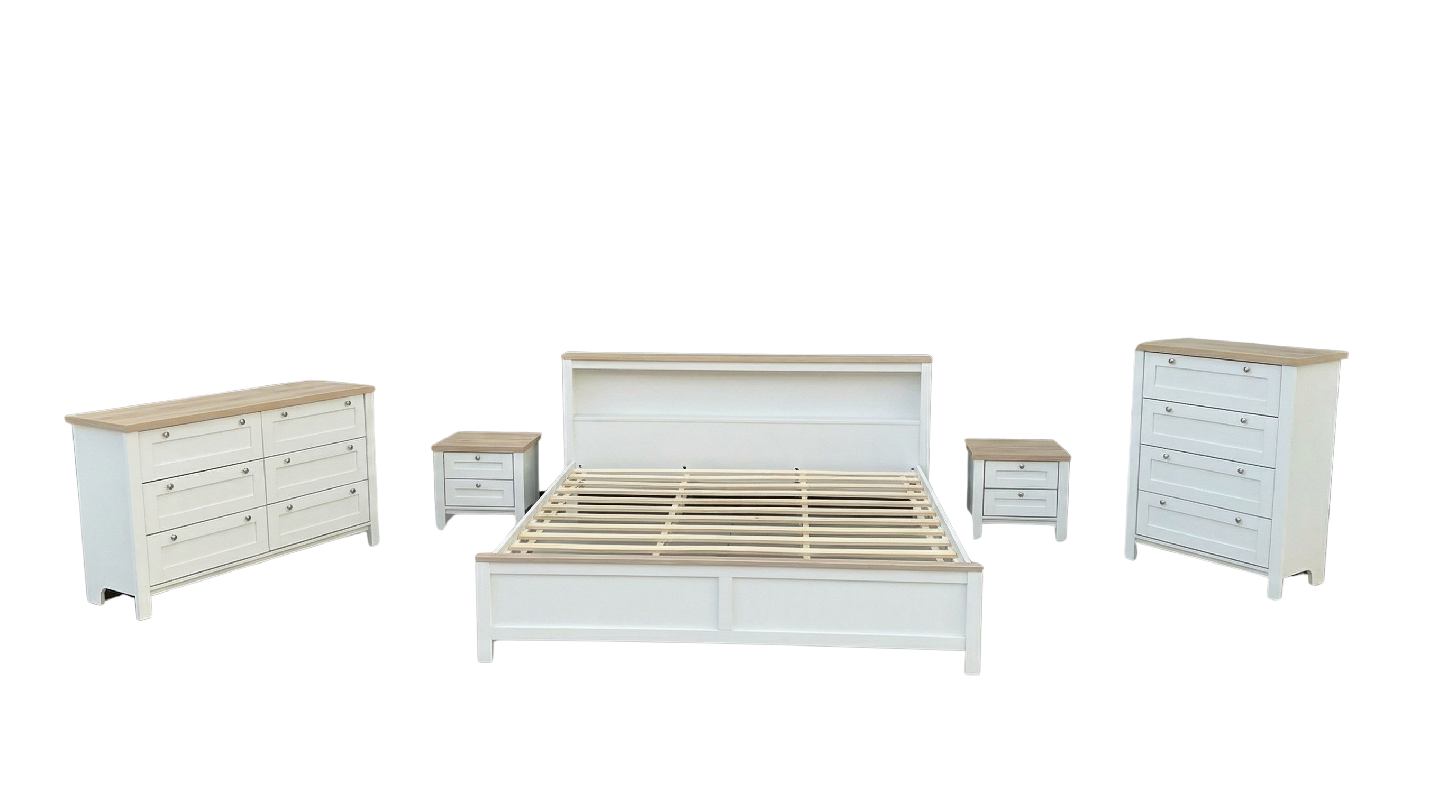 King Bed Frame, Dresser, Tall Boy and Bedsides